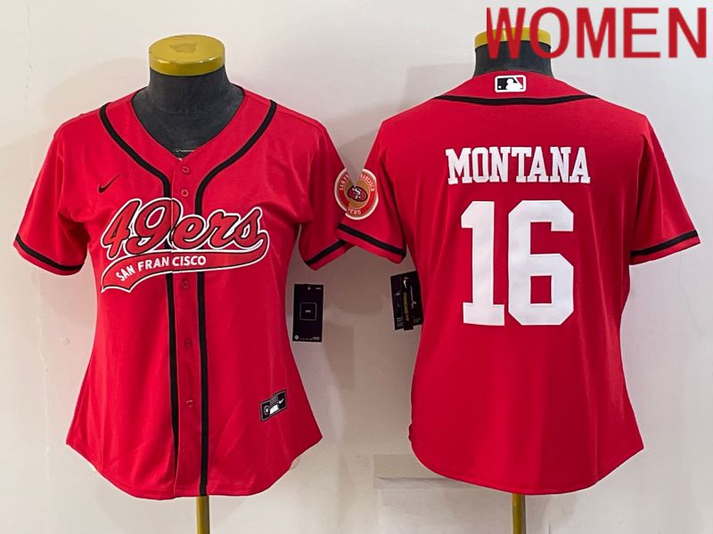 Women San Francisco 49ers #16 Montana Red 2022 Nike Co branded NFL Jerseys